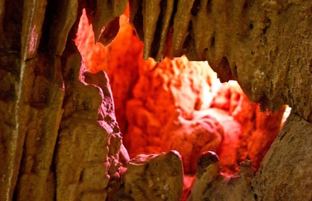 Stalagmites inside Me Cung Cave
